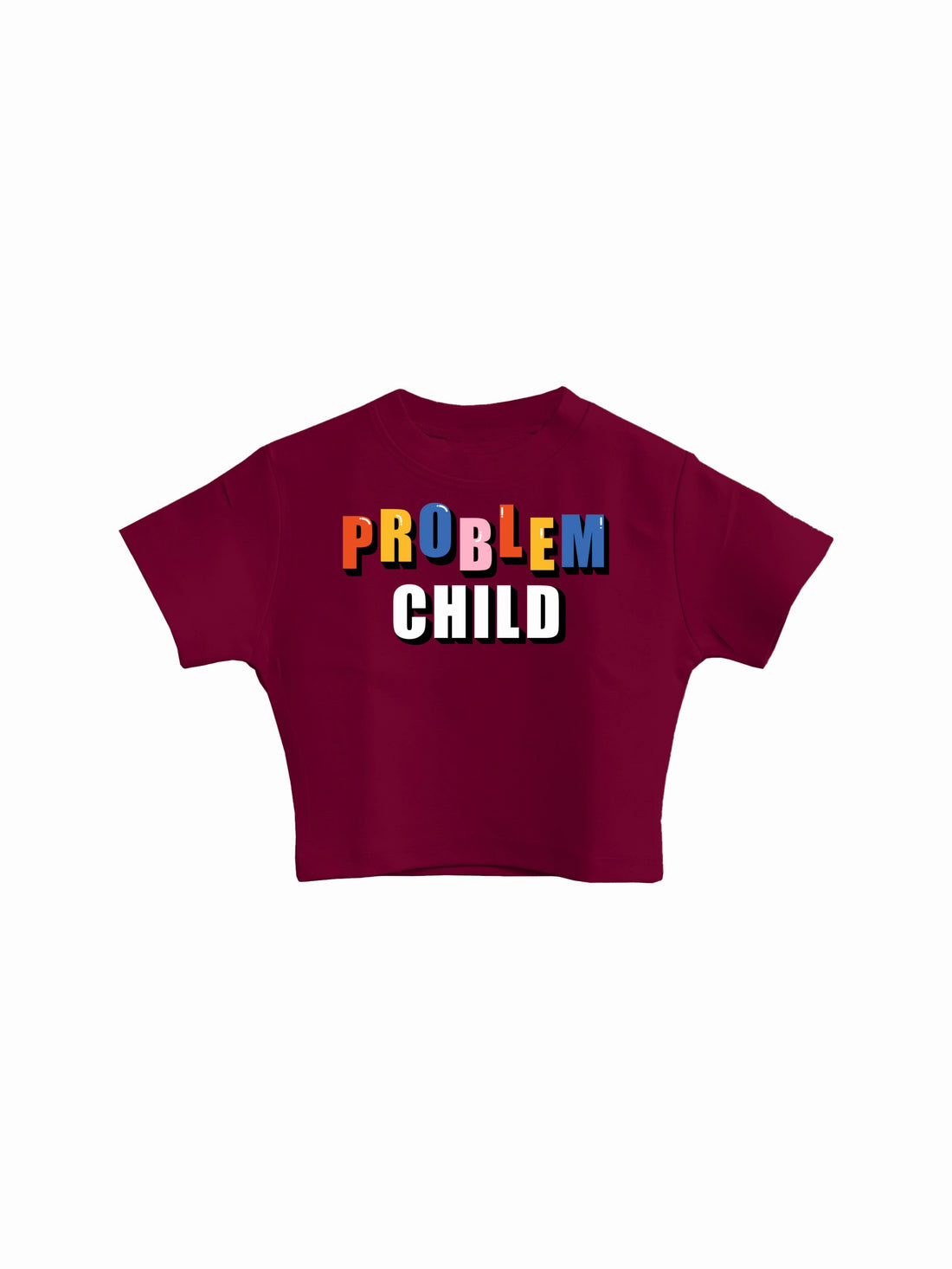 Problem Child - Burger Bae Round Neck Crop Baby Tee