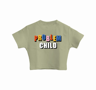 Problem Child : Burger Bae Round Neck Crop Baby Tee For Women