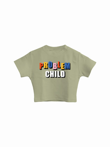 Problem Child : Burger Bae Round Neck Crop Baby Tee For Women