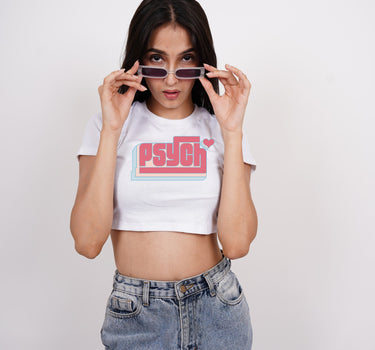 Psych : Burger Bae Round Neck Crop Baby Tee For Women