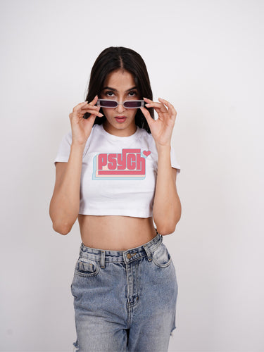 Psych : Burger Bae Round Neck Crop Baby Tee For Women