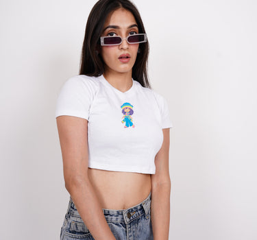 Rainbow Sherbet : Burger Bae Round Neck Crop Baby Tee For Women