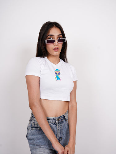 Rainbow Sherbet : Burger Bae Round Neck Crop Baby Tee For Women