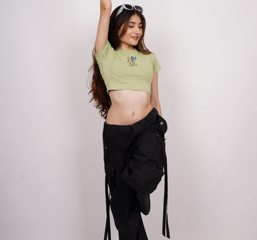 Slow Progress Is Still Progress : Burger Bae Round Neck Crop Baby Tee For Women