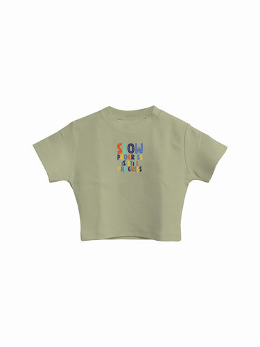 Slow Progress Is Still Progress : Burger Bae Round Neck Crop Baby Tee For Women