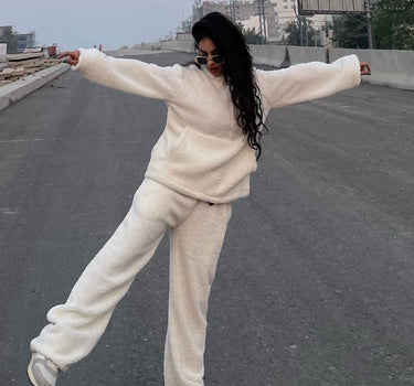 Teddy Co ord Set White For Women