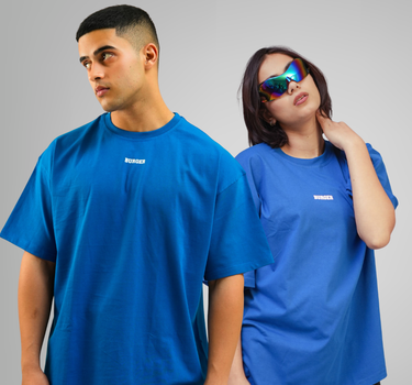 Minimal Burger Logo : Round Neck Drop Sleeved Tee For Men and Women