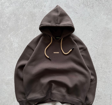Cocoa Brown : Ye Burger Logo Heavyweight Baggy Hoodie For Men and Women