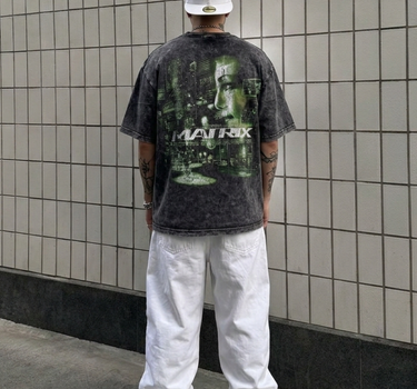 Matrix Acid Wash Drop Sleeved Tee for Men & Women