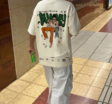 The Bad Bunny Cartoon art Drop Sleeved Tee for Men and Women