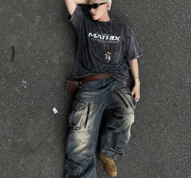 Matrix Acid Wash Drop Sleeved Tee for Men & Women