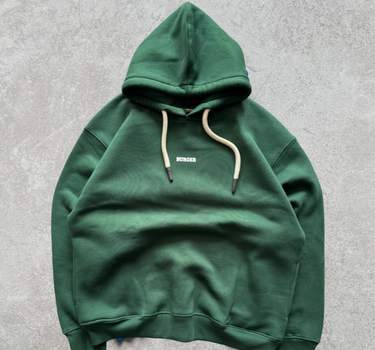 Bottle Green : Ye Burger Logo Heavyweight Baggy Hoodie For Men and Women