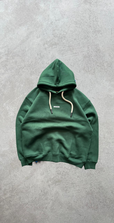 Bottle Green : Ye Burger Logo Heavyweight Baggy Hoodie For Men and Women