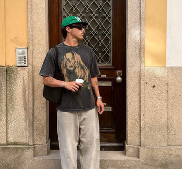 Playboy Club Acid Wash Drop Sleeved Tee for Men & Women