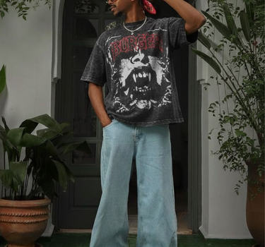 After Dark Acid Wash Drop Sleeved Tee for Men & Women