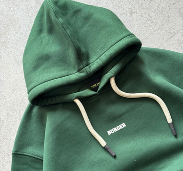Bottle Green : Ye Burger Logo Heavyweight Baggy Hoodie For Men and Women