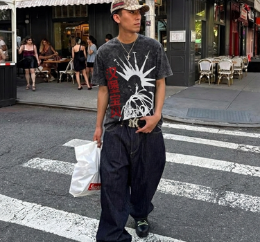 Last Ruler Acid Wash Drop Sleeved Tee for Men & Women