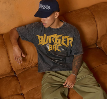 Bolthead Acid Wash Drop Sleeved Tee for Men & Women