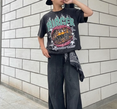 Ripped Burger Acid Wash Drop Sleeved Tee for Men & Women