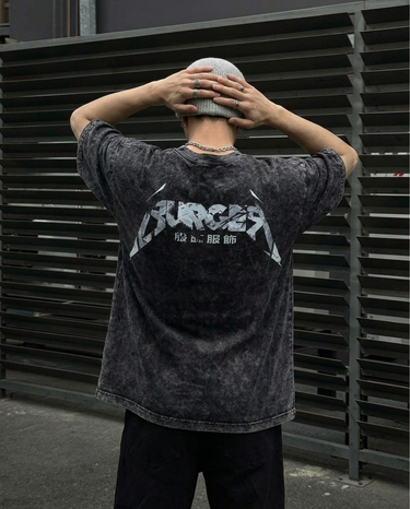 Skull Surge Acid Wash Drop Sleeved Tee for Men & Women