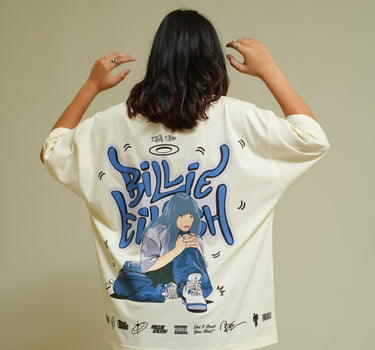 The Billie Eilish Cartoon Art Drop Sleeved Tee for Men and Women
