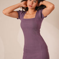 Veronica Dress (Women Bodycon Square Neck Dress) - Plum For Women