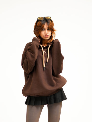 Dark Brown : Ye Burger Logo Heavyweight Baggy Hoodie For Men and Women
