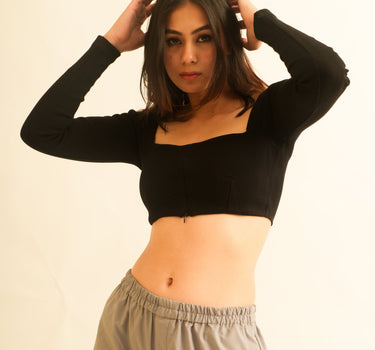 Camila inverted zip crop top For Women