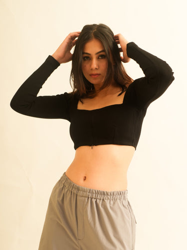 Camila inverted zip crop top For Women