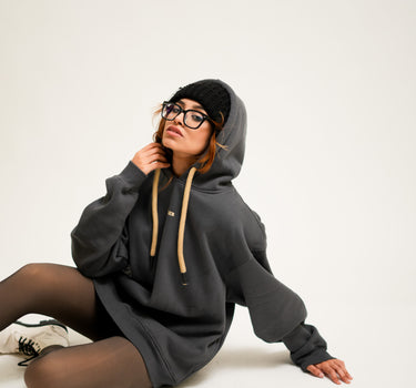 Ash Grey : Ye Burger Logo Heavyweight Baggy Hoodie For Men and Women
