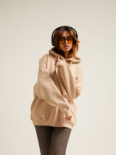 Milky Beige : Ye Burger Logo Heavyweight Baggy Hoodie For Men and Women