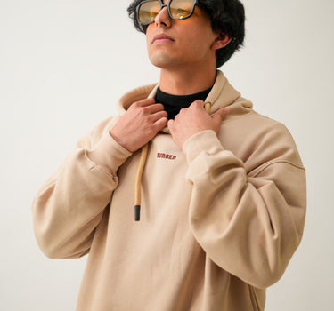 Milky Beige : Ye Burger Logo Heavyweight Baggy Hoodie For Men and Women