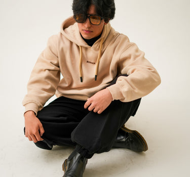 Milky Beige : Ye Burger Logo Heavyweight Baggy Hoodie For Men and Women