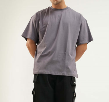 Basic : Burger Bae Round Neck Drop Sleeved  Tee For Men and Women