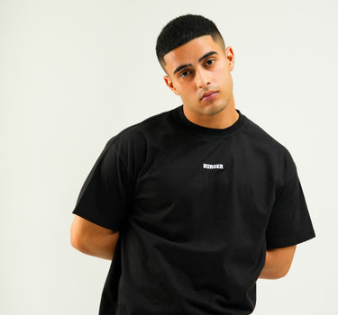 Minimal Burger Logo : Round Neck Drop Sleeved Tee For Men and Women