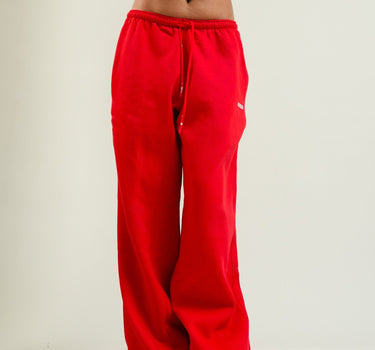 Red Long Flare Bomber pants For Women