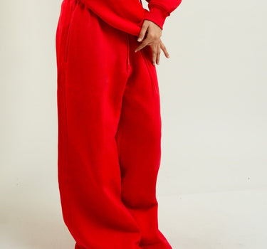 Red Long Flare Bomber pants For Women