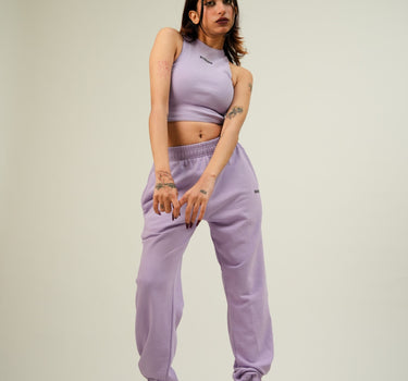 Lavender Burger Co ord Set (Racer + Gather Track) For Women