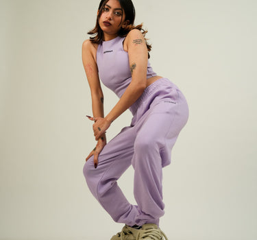 Lavender Burger Co ord Set (Racer + Gather Track) For Women