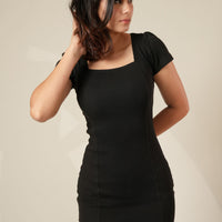Veronica Dress (Women Bodycon Square Neck Dress) - Black For Women
