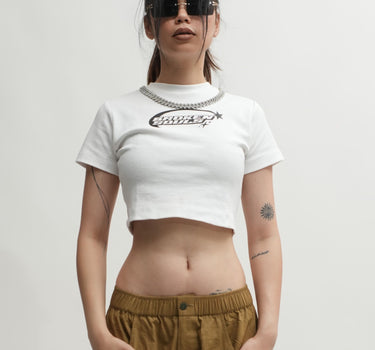 Broken Souls : Burger Bae Round Neck Crop Baby Tee For Women