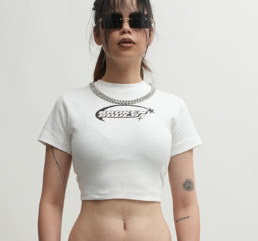 Broken Souls : Burger Bae Round Neck Crop Baby Tee For Women