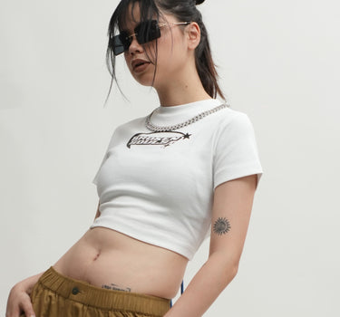 Broken Souls : Burger Bae Round Neck Crop Baby Tee For Women