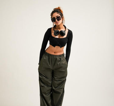 Camila inverted zip crop top For Women