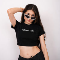 Youth And Truth (Reflective) - Burger Bae Round Neck Crop Baby Tee For Women