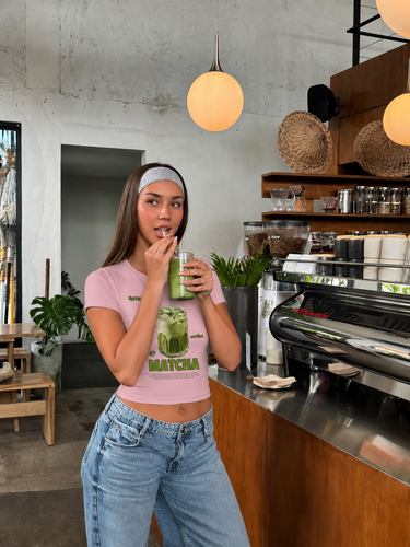 Oatmilk Iced Matcha It Girl Baby tee for Women