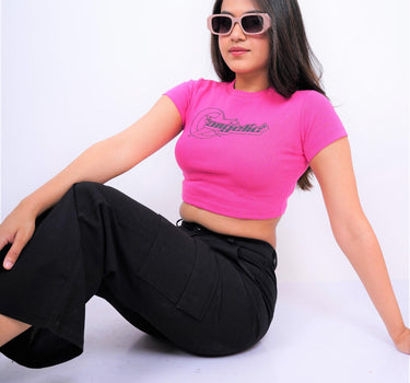 Angelic - Burger Bae Round Neck Crop Baby Tee - BurgerBae