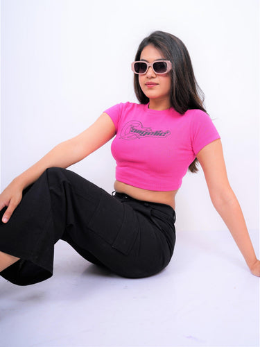 Angelic - Burger Bae Round Neck Crop Baby Tee - BurgerBae