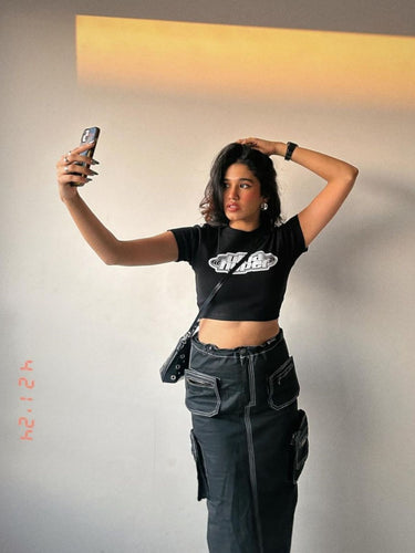 Ultra hyper : Burger Bae Round Neck Crop Baby Tee For Women