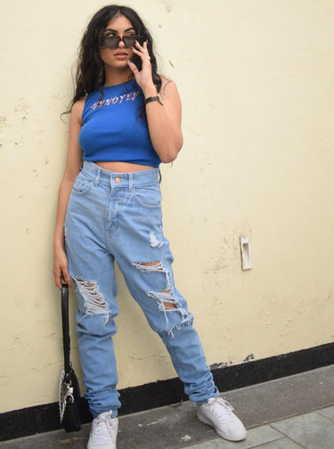 Annoyed Rachel Tank Tanks Burger Bae XS Cobalt Blue 